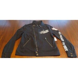 NWT Disney Parks Rock'n Roller Coaster Black Zip Jacket Women Size Medium